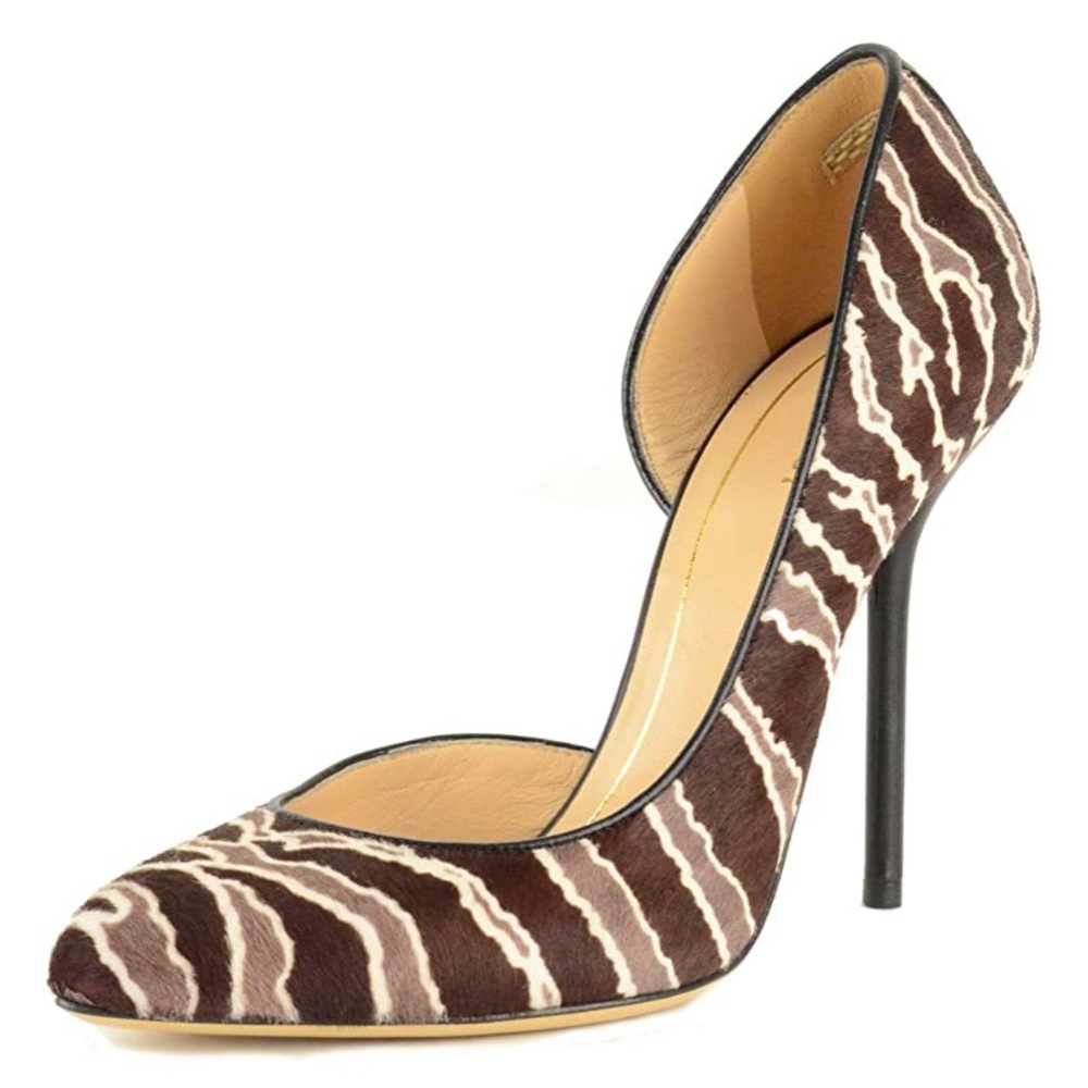 Gucci Brown and Cream Zebra-Print Pointed-Toe Stilettos - Picture 5 of 16
